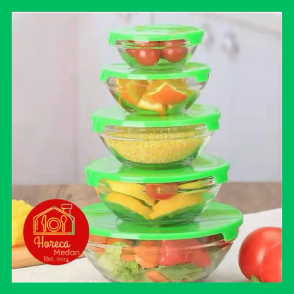 5in1 mangkok kaca tutup set kimglass imperial / Mixing bowls set murah