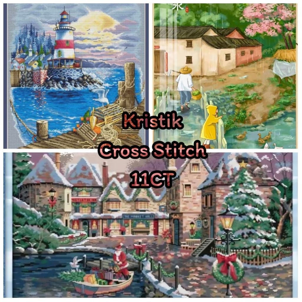 DIY Kristik Cross Stitch Sulaman Menyulam Embroidery set Menjahit Paket Jahit Merajut 11ct
