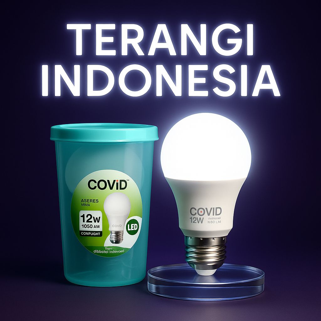 Lampu LED A Buld 12W COVID - Bonus Gelas Cantik