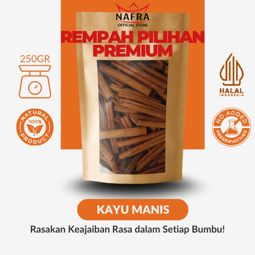 

Bumbu Nafra Kayu Manis - Batangan Utuh, Aroma Khas & Kuat