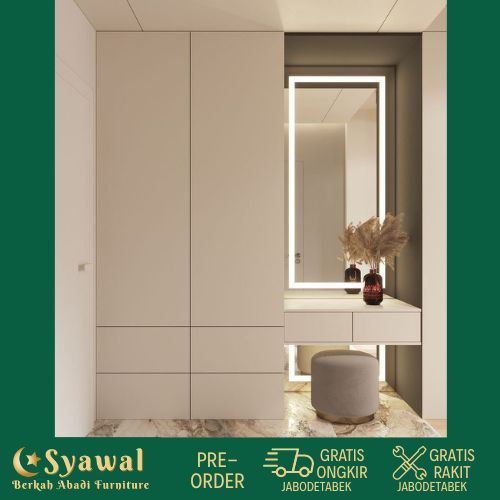 Lemari Pakaian Meja Rias Estetik Minimalis Bisa Custom