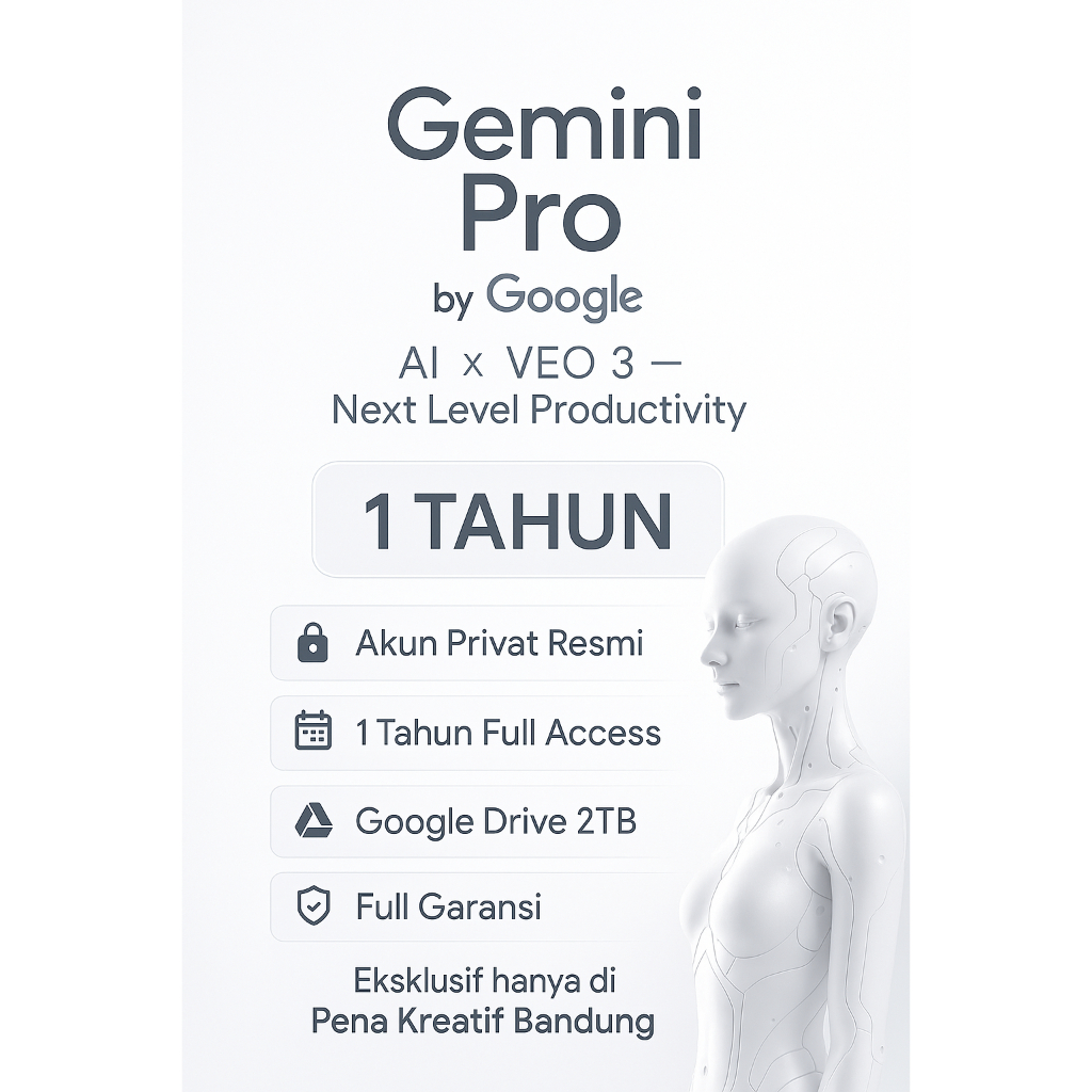 Gemini Pro Lifetime | Paket Google Drive 2TB + Photos 2TB + Gmail | Akun Premium Resmi | Garansi 1 T