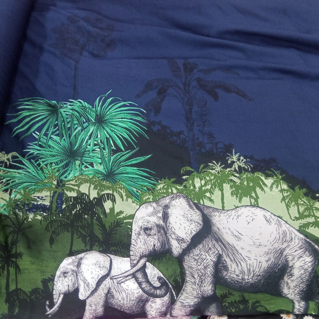 KAIN KATUN RAYON MOTIF PINGGIR GAJAH POHON