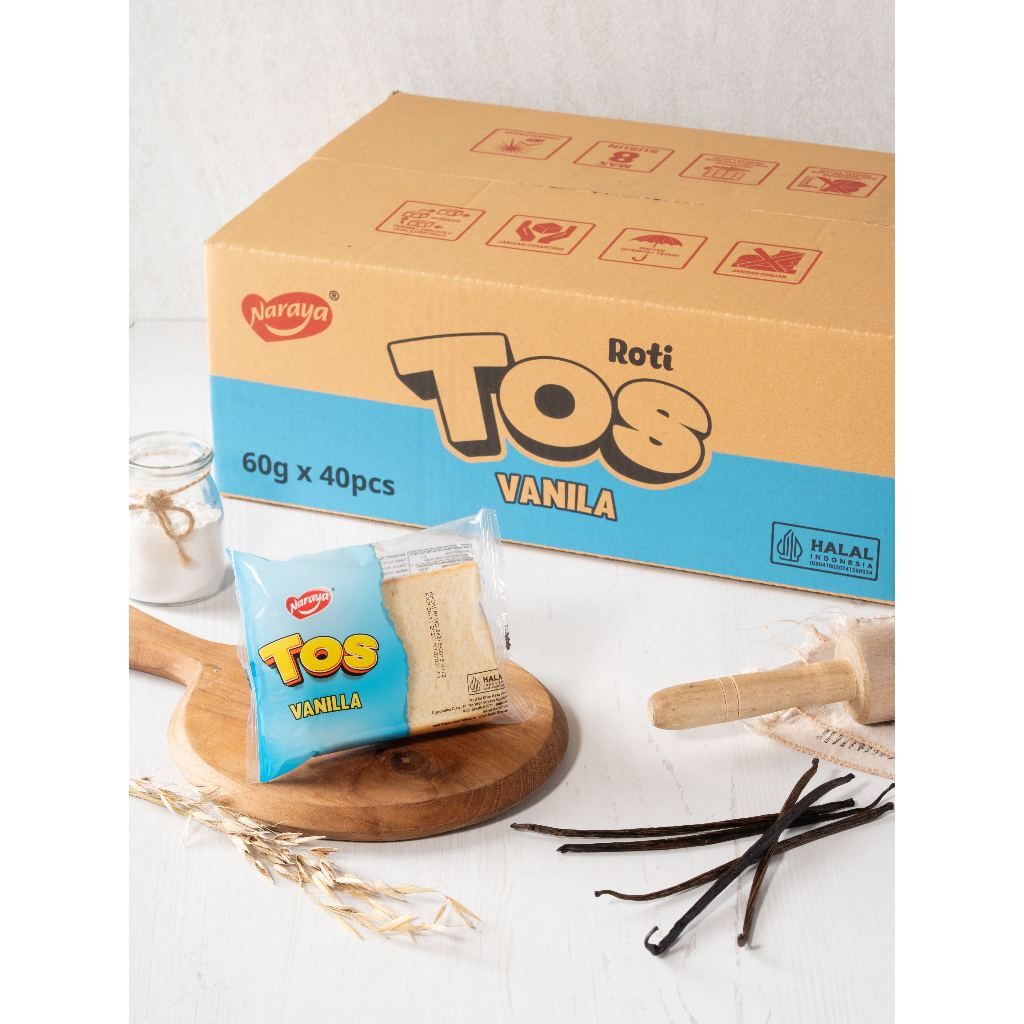 

Naraya TOS Roti Sandwich Isi Krim Vanilla 60g - 1 Dus Isi 40 Pcs