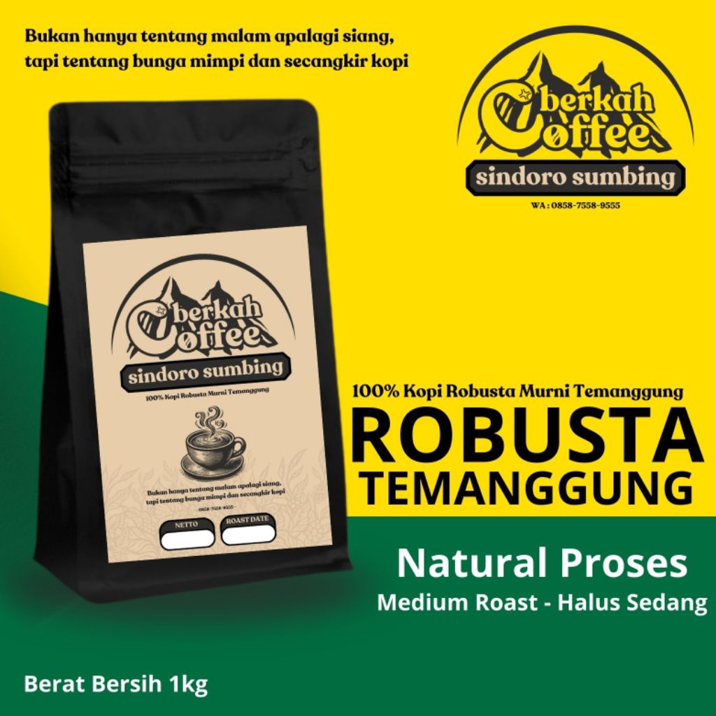 (1kg) Kopi Robusta Murni Temanggung - Kopi Temanggung - Berkah Coffee Sindoro Sumbing