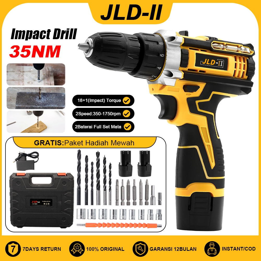 JLD-Ⅱ15vf Mesin Bor Baterai Cordless Drill 10MM Bor Tangan Bor cas murah komplit Bisa besi beton kay