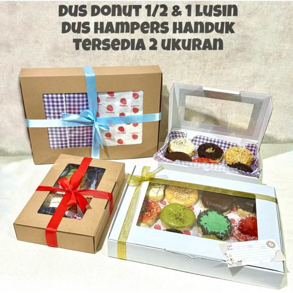 Dus Donut Setengah & Satu Lusin | Dus Handuk | Box Hampers Kado | Dus Donat Premium