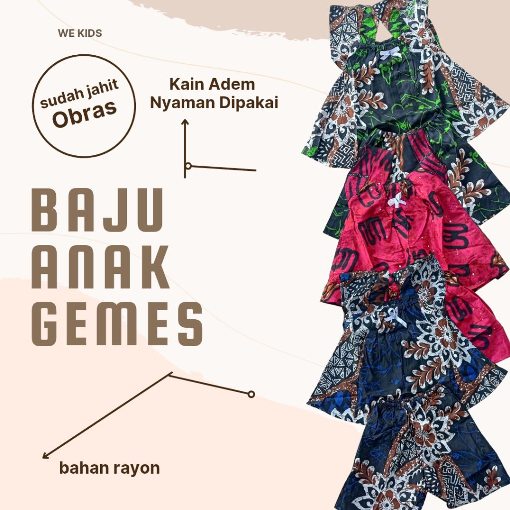 PAKET 3PCS Setelan Batik Anak / Babydoll Baju Tidur Anak Perempuan Murah Grosir SET UTUH KLW