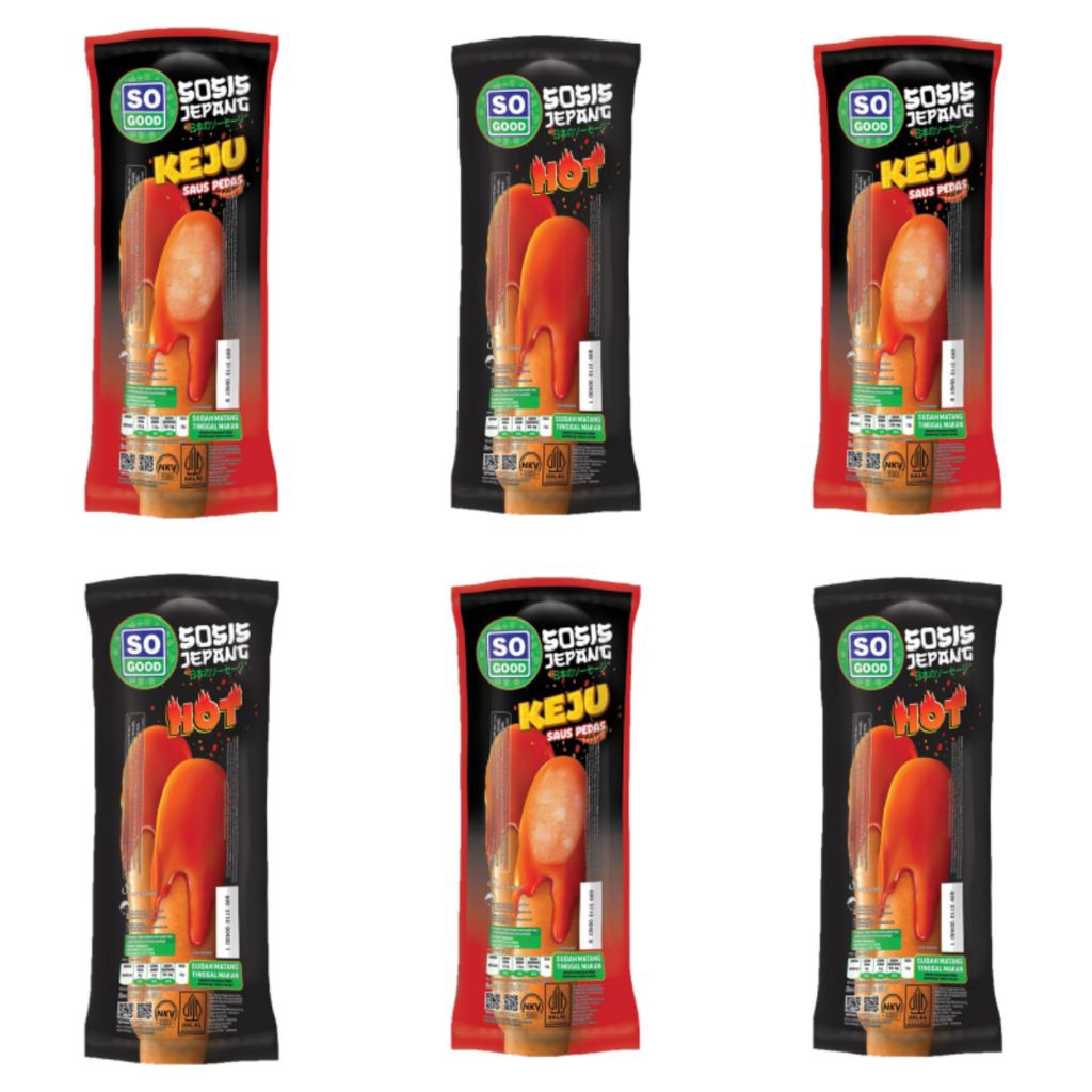 

So Good Sosis Jepang Keju Saus Pedas 55 Gram / So Good Sosis Jepang Hot 55 Gram