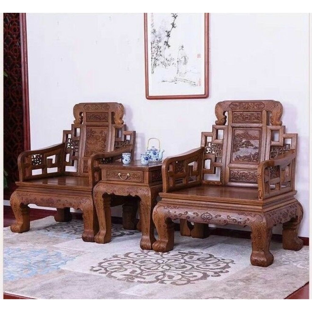 Set Kursi Ukir Santai Kayu Jati / Kursi Santai Kayu Jati