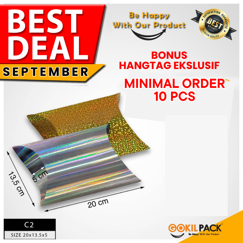 

Pillow Box | Box Packaging | Hampers Kado Hadiah Souvenir | Gift Box Murah 20x13,5x5 I C2