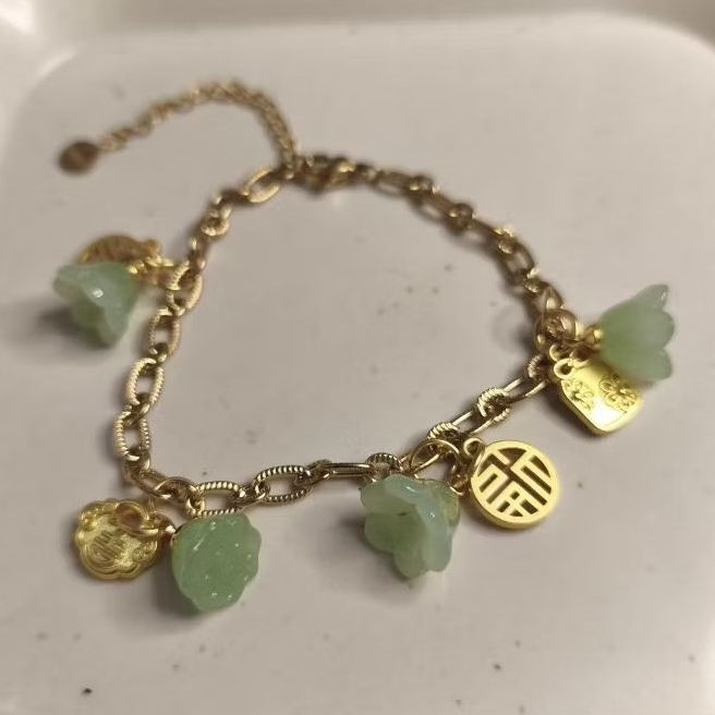 Gelang Titanium lapis emas 18K Edisi Giok Teratai