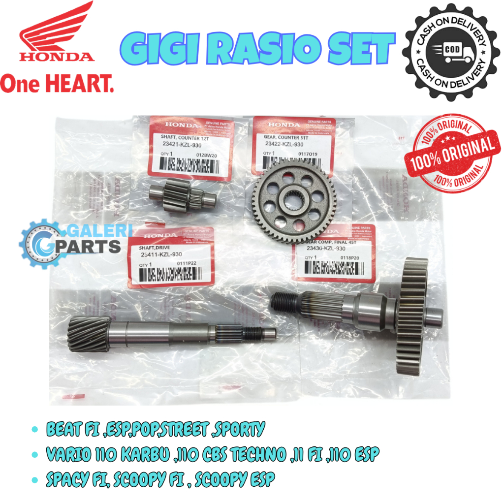 ORIGINAL PAKET GEAR GIGI RASIO GARDAN CVT ASSY SET KOMPLIT GIR AS PULLY RODA HONDA KZL BEAT FI STREE