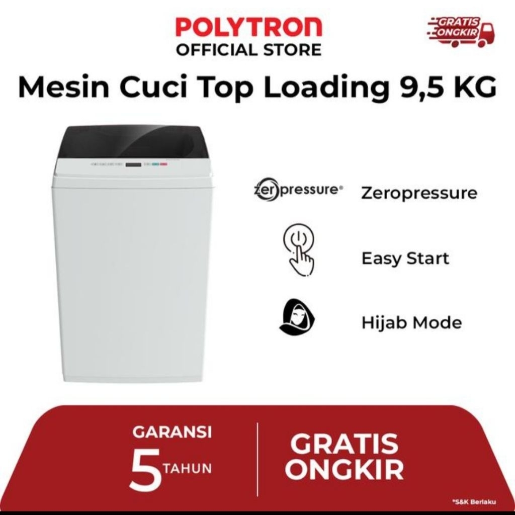 Mesin Cuci Polytron 1 Tabung 9 KG PAW-9527