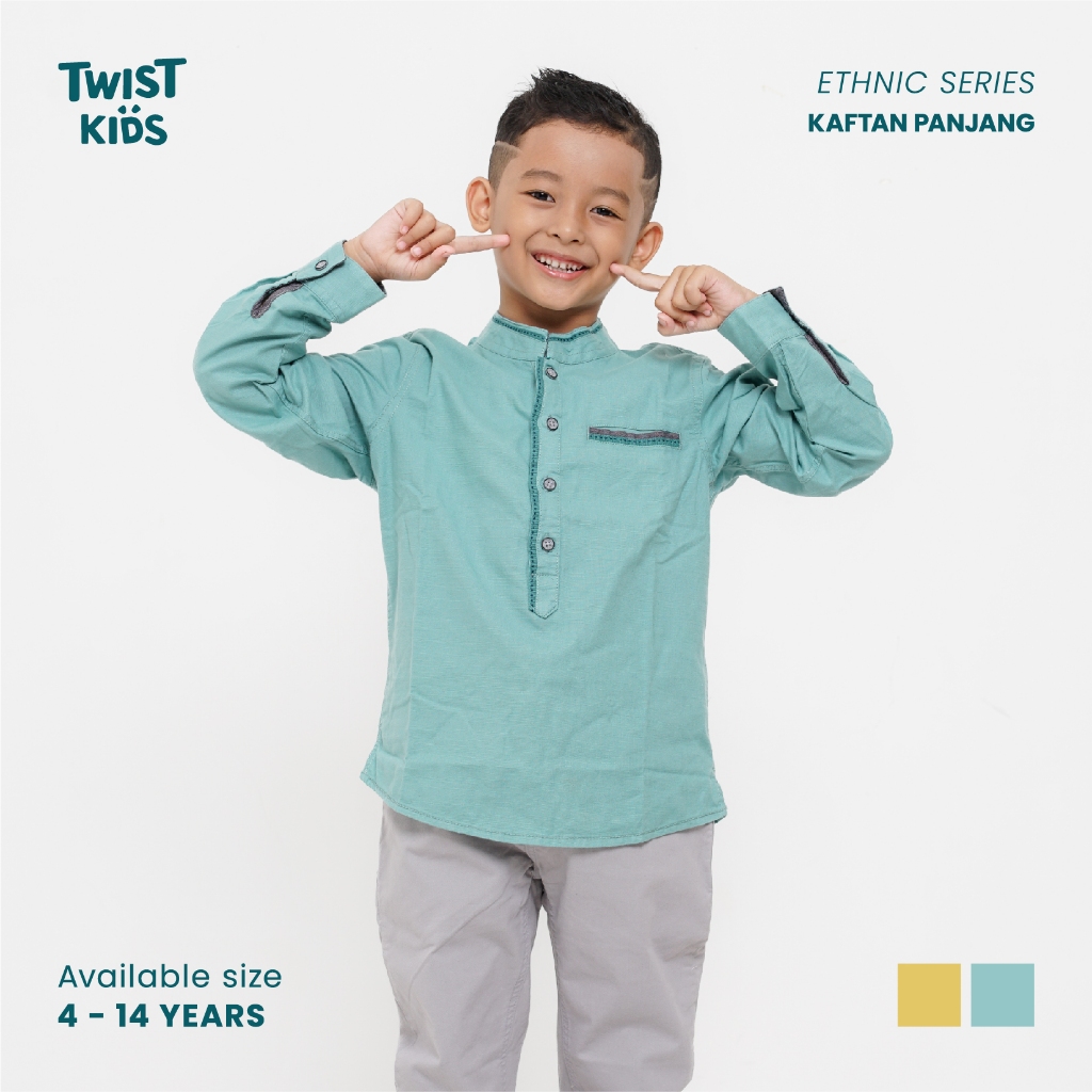 Twist Kids - Raffasha C, Kemeja Koko Polos Lengan Panjang Baju Lebaran Anak Laki-Laki 2025