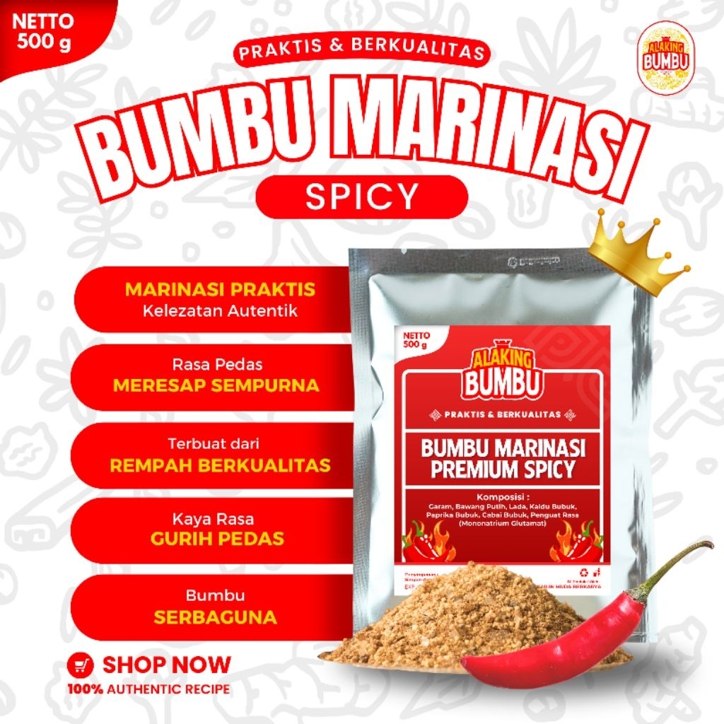 

[ALAKING BUMBU] Marinasi Spicy Premium / Bumbu Marinasi Fried Chicken Rasa Pedas