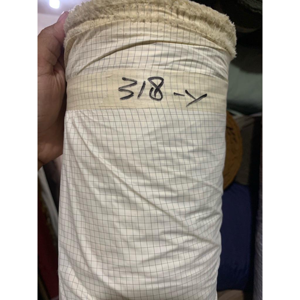 kain parasut motif kotak2 ripstop waterproof impor