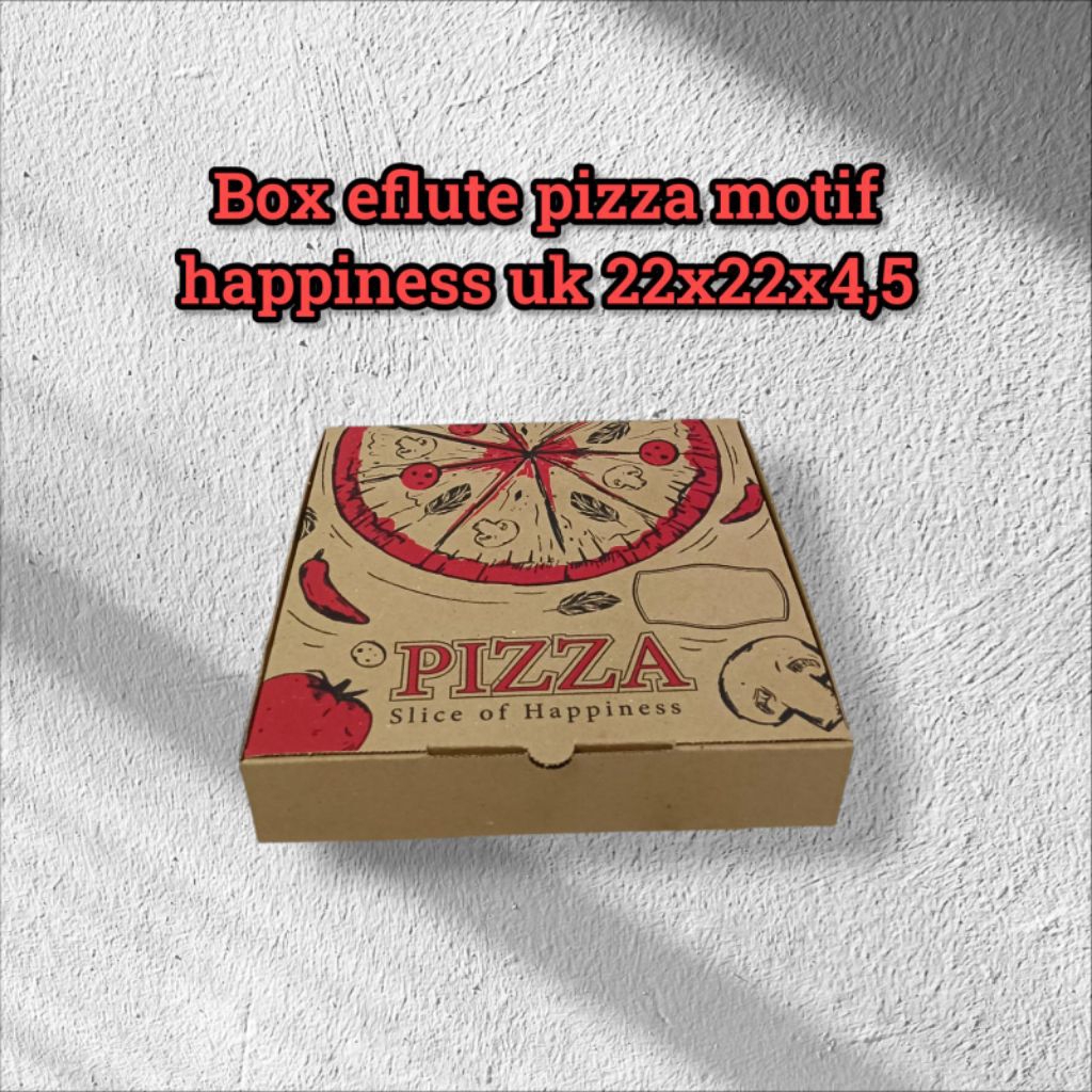 

Box Eflute Pizza Motif Happiness Ukuran 22x22x4,5cm (isi 50pcs)