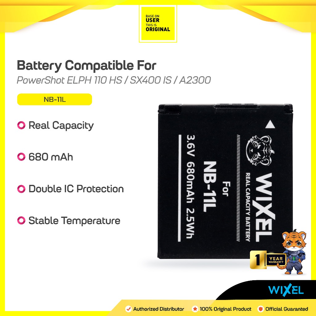 WIXEL Baterai Kamera NB-11L for Canon PowerShot Digital IXUS 125 HS / 132 / 135 / 141 / 240 / 245 11