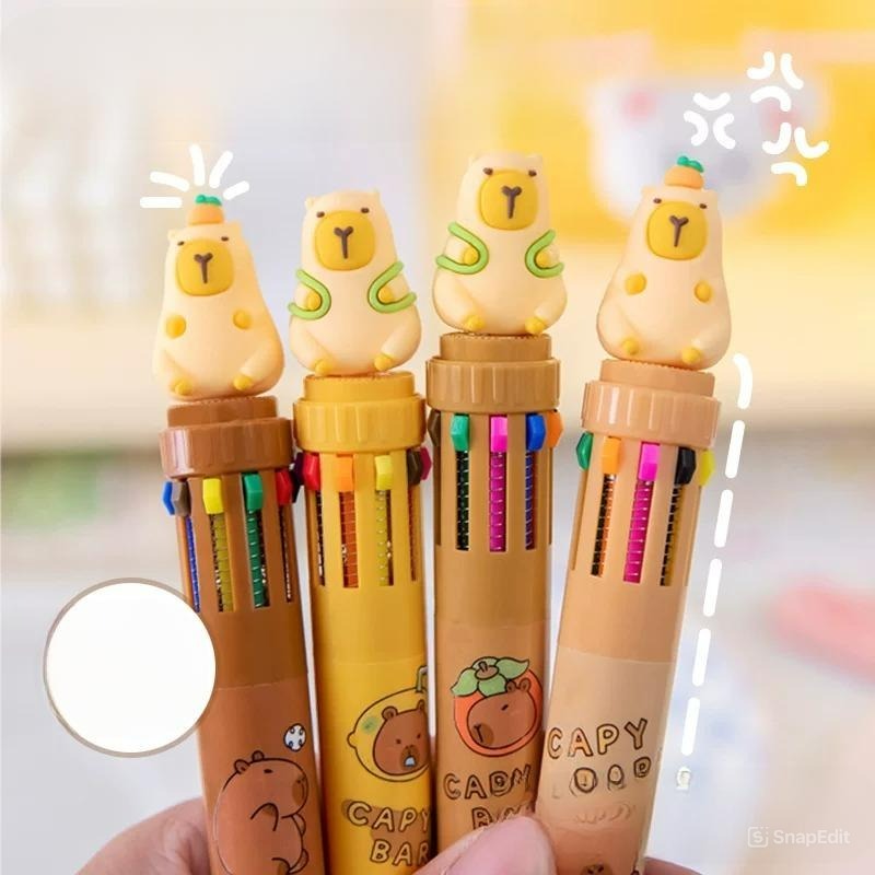 

Pulpen 10 Warna Capybara Gemas – Bolpoin Multifungsi Warna-warni untuk Anak & Dewasa