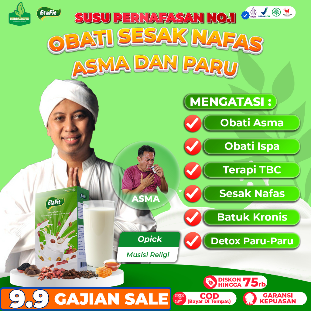 

ETAFIT Obat Detox Asma Sesak Nafas Infeksi Kanker Paru Basah, Flek Paru Batuk Kronis - Susu Kambing Etawa Murni Asli 100% Original