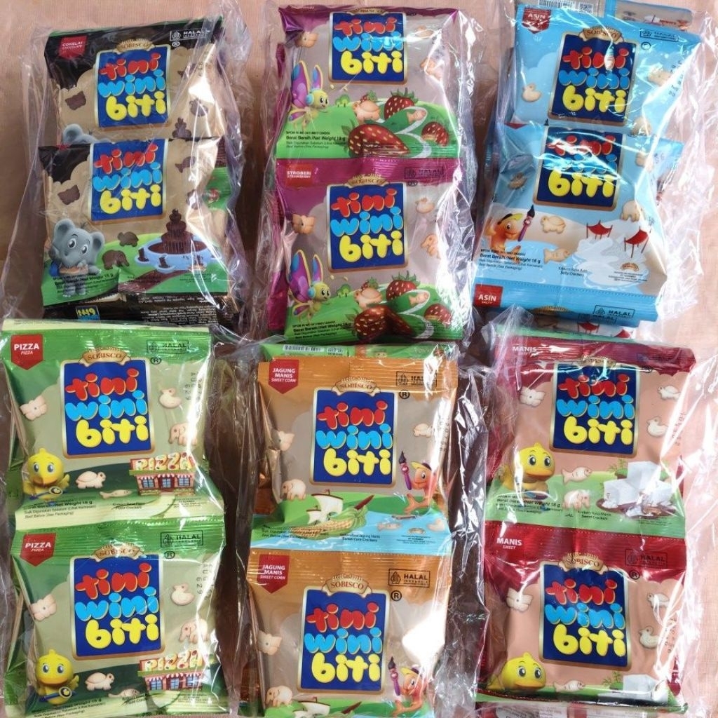 

Tini Wini Biti renceng biskuit anak isi 10pak rasa pizza manis jagung coklat