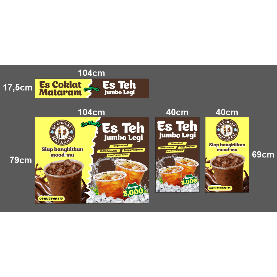 Custom Rombong Es Coklat & Es Teh 1 Paket