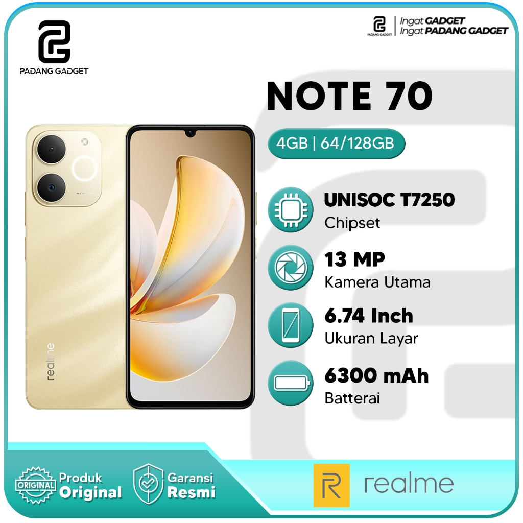 Realme Note 70 4+4GB/64GB | 4+4GB/128GB Hp Android Smartphone Original Baru Garansi Resmi