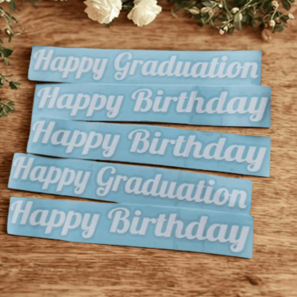 

Cutting Stiker untuk Pita buket bouquet Happy Graduation / Birthday / Anniversary