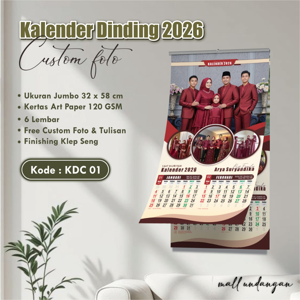 

KALENDER 2025 CUSTOM FOTO KELUARGA - CETAK KALENDER DINDING - KALENDER SATUAN KDC