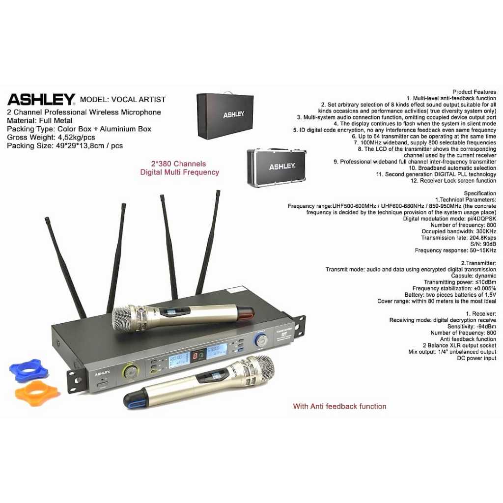 MIC ASHLEY VOCAL ARTIST DUAL MIC HANDLE / MIC WIRELESS ASHLEY VOCAL ARTIST ORIGINAL