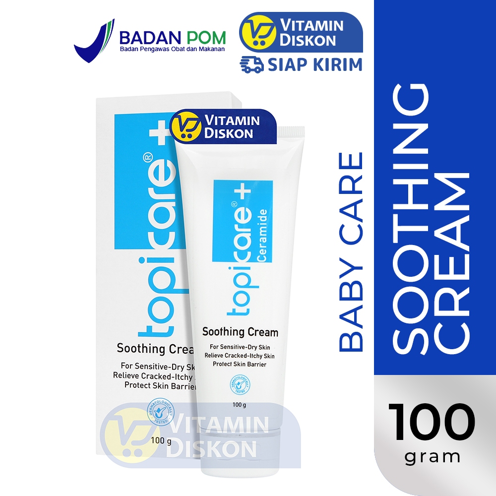 TOPICARE + CERAMIDE SOOTHING CREAM - 100GR | Krim Pelembab Kulit Kasar, Gatal, Untuk Kulit Kering, S