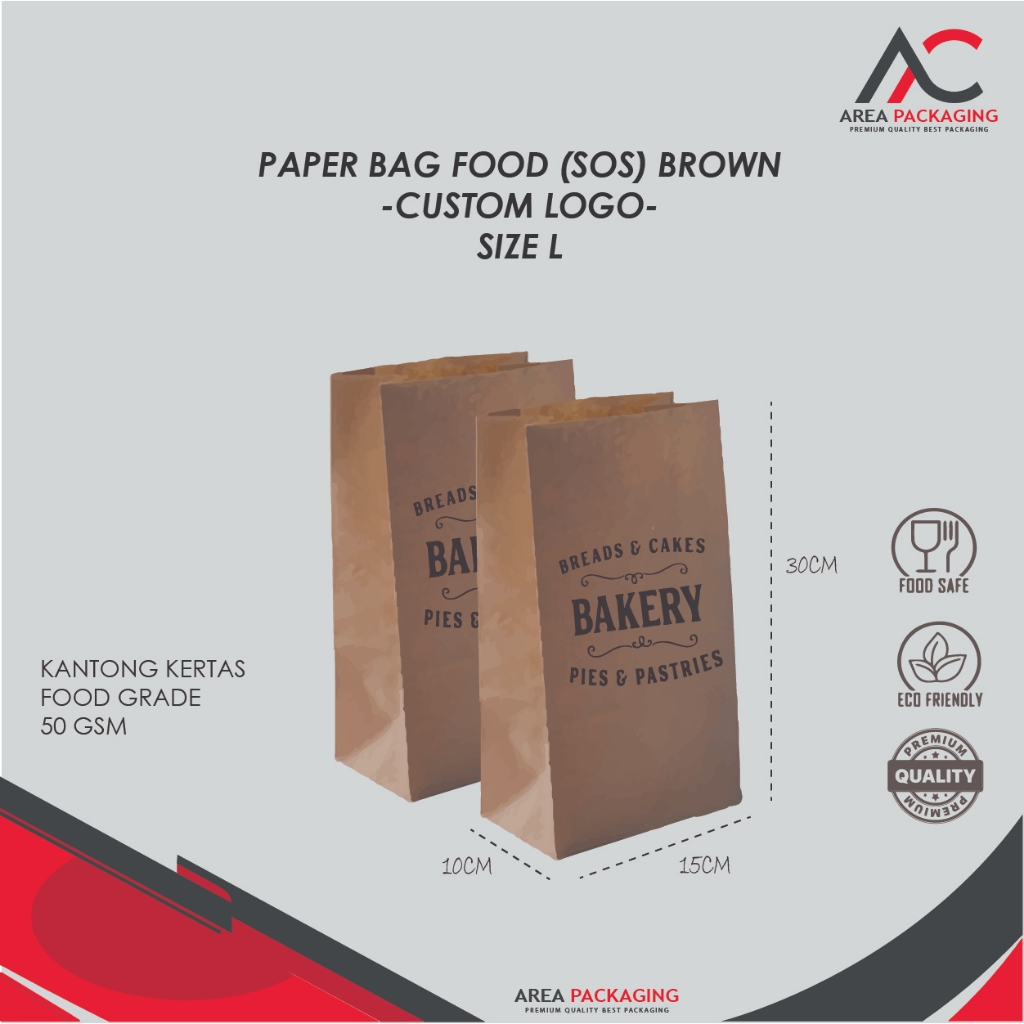 

PAPERBAG FOOD SOS (L) BROWN + CUSTOM LOGO