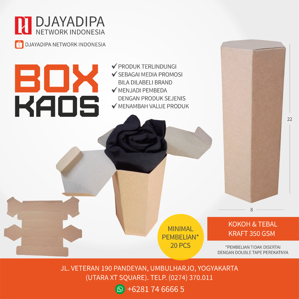 

Dus Packaging Box Kemasan Polos Kaos Oblong T Shirt - Kraft 350 gsm - Kokoh Mudah Dilipat - 22x8 cm
