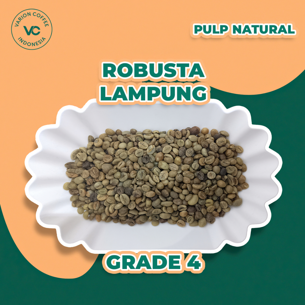 

Green Bean Robusta Lampung Pulp Natural Varion Coffee - Biji Kopi Mentah 1Kg - Grade 4