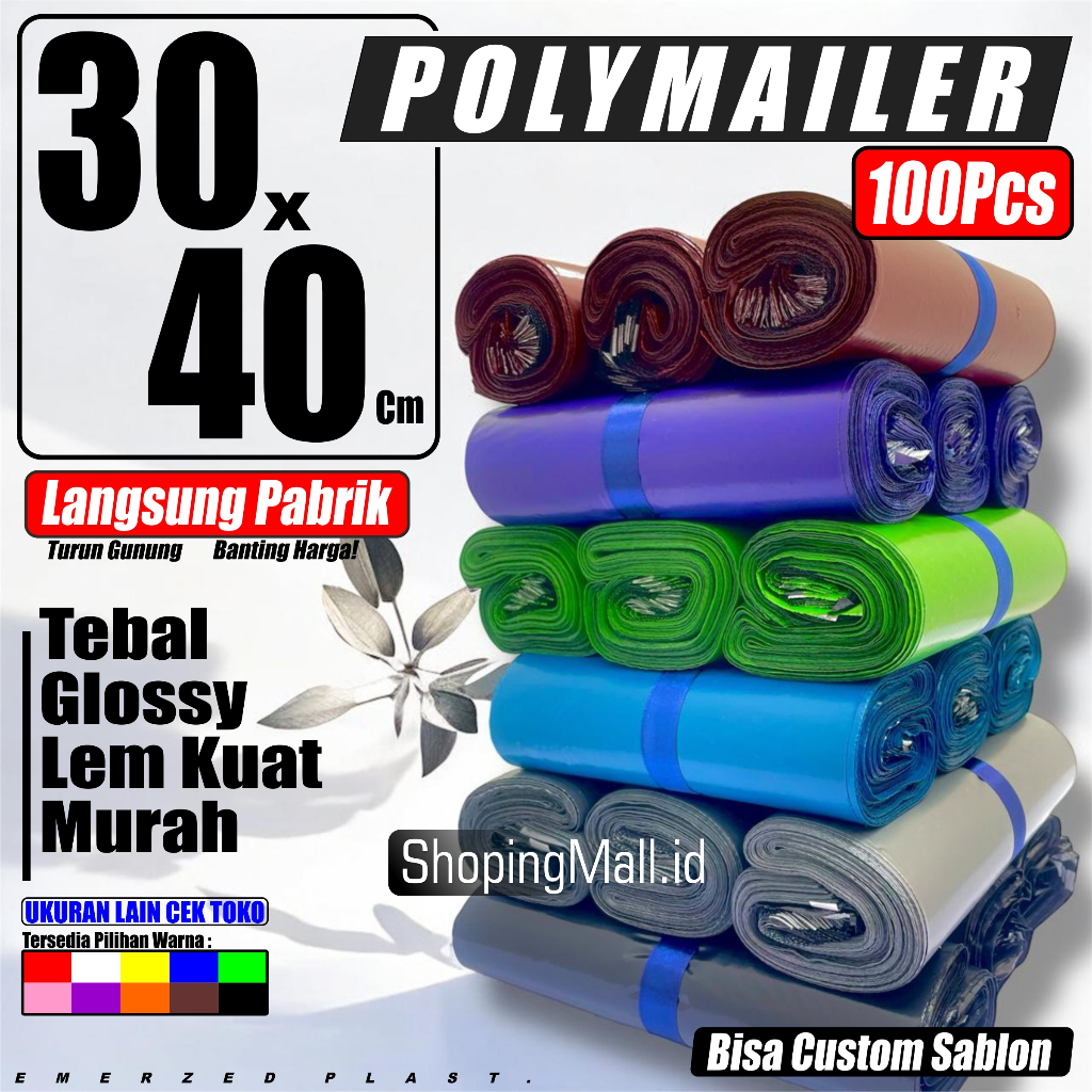 

EMERZED Plastik Packing 30x40 cm / Polymailer Olshop Tebal (Grade A Premium) Glossy Harga Termurah Grosir LEM KUAT Plastik Tidak Mudah Sobek Bahan LDPE ORI