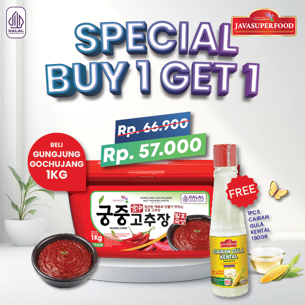 

(PROMO BUNDLING) HALAL GUNGJUNG GOCHUJANG 1 KG + GULA JAGUNG KENTAL 190GR