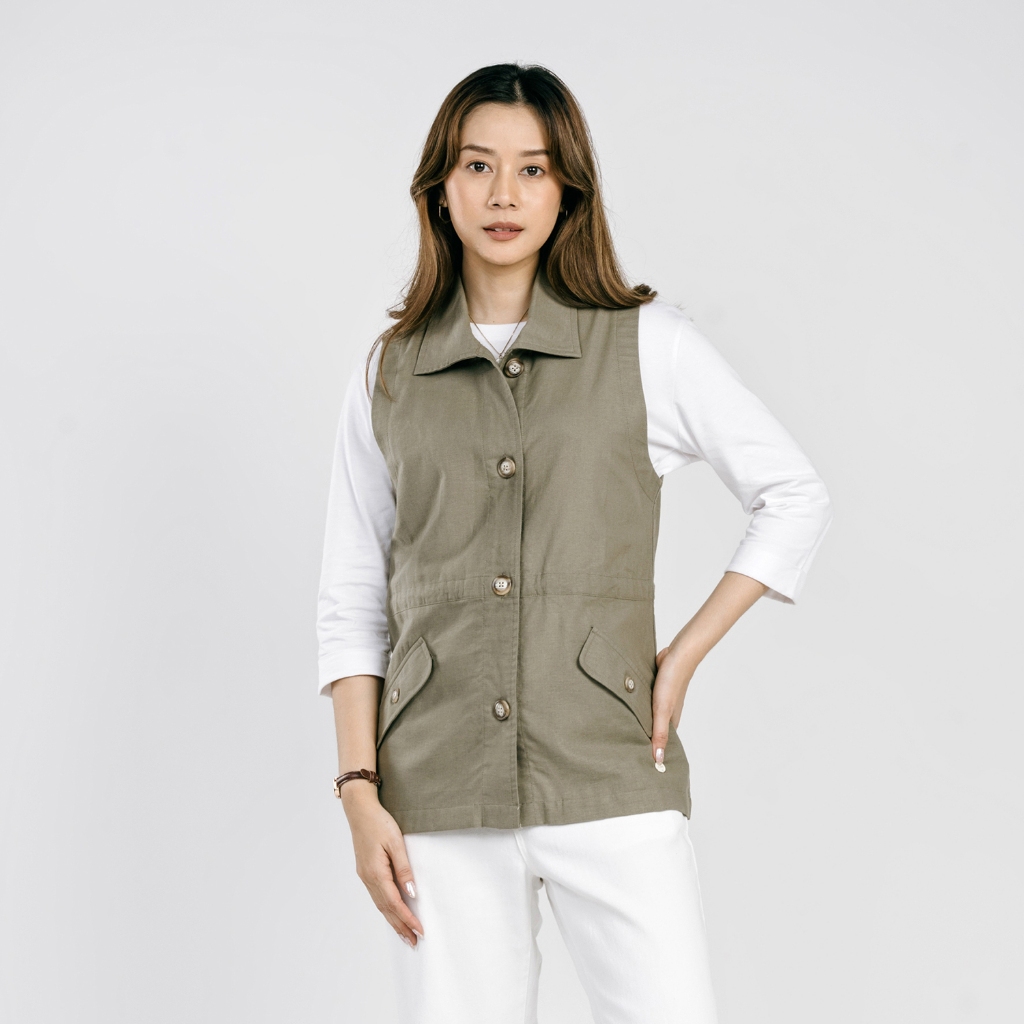 C2 Etvent Green Vest Sleeveless Wanita - Outer Wanita