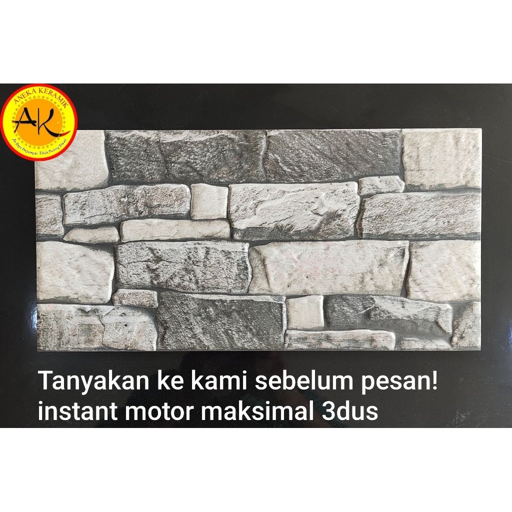 Keramik untuk Dinding teras garasi Kasar Emboss Motif Batu Alam Timbul 3D 20x40 asia tile granada gr