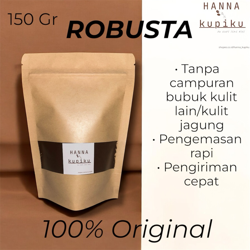 

Biji Kopi Bubuk Robusta 150 g 100% asli tanpa campuran