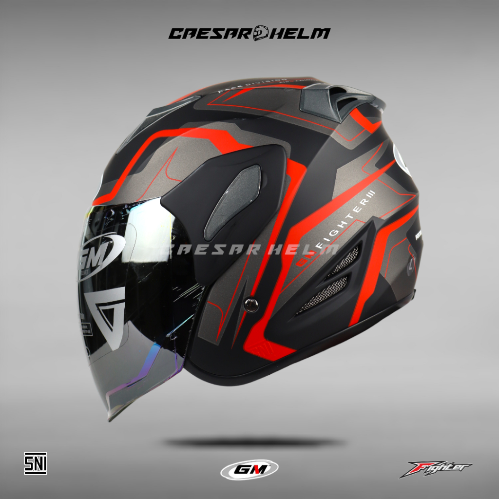 GM Fighter SR Motif GV2 - Black/Red Doff - Helm Half Face