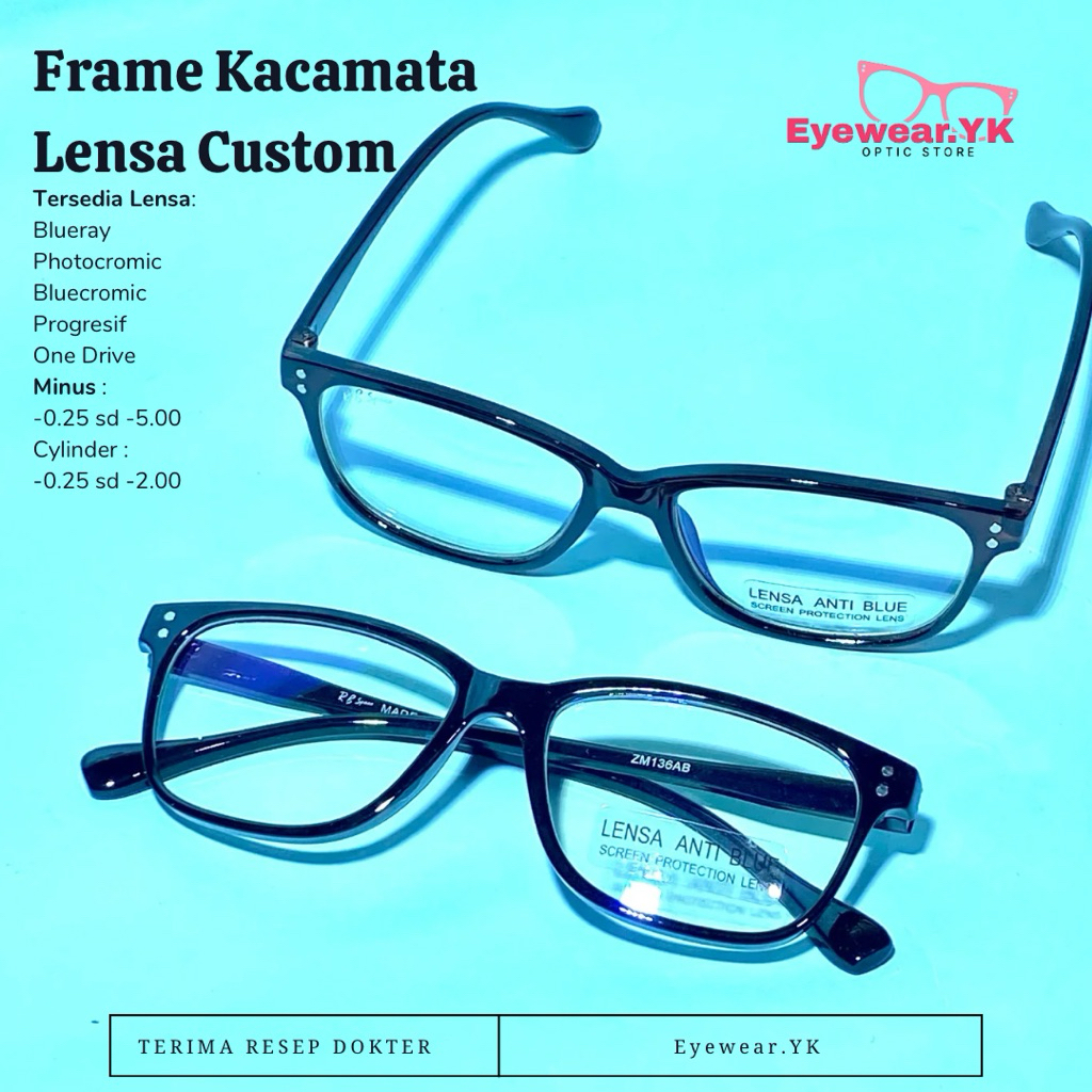 ZM13 Kacamata Photocromic Blueray | Minus Custom | Lensa Gadget Anti Radiasi Stylish