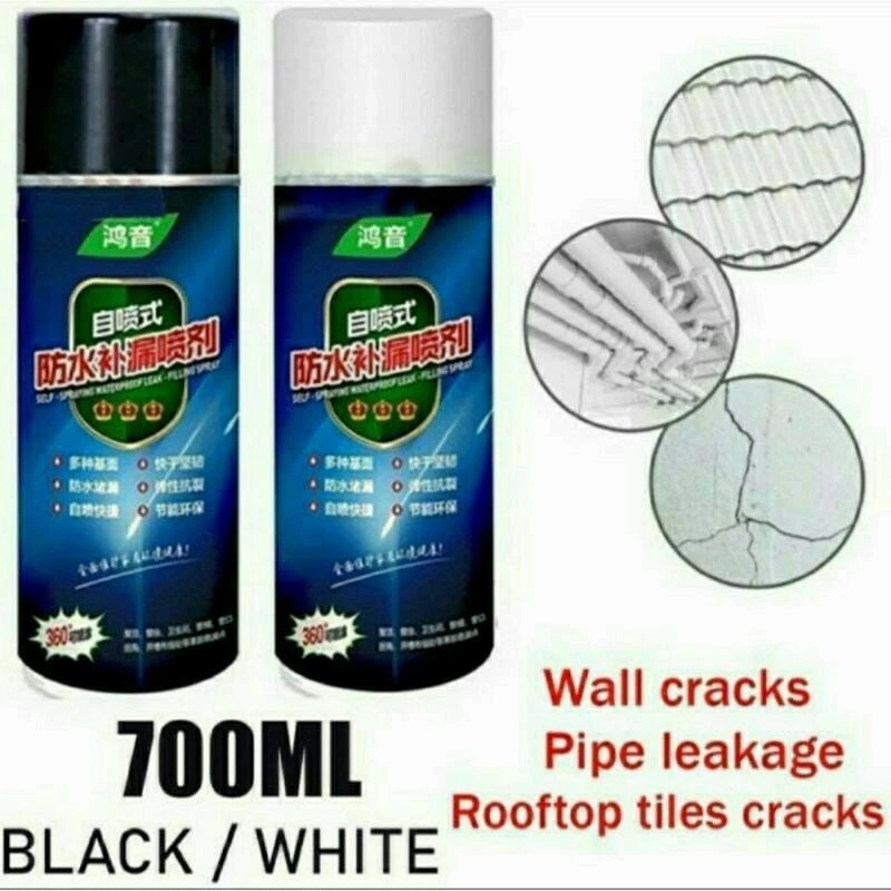 Pelapis Anti Bocor Spray Waterproof 700ml – Cat Semprot Tahan Air untuk Dinding, Talang, dan Retakan