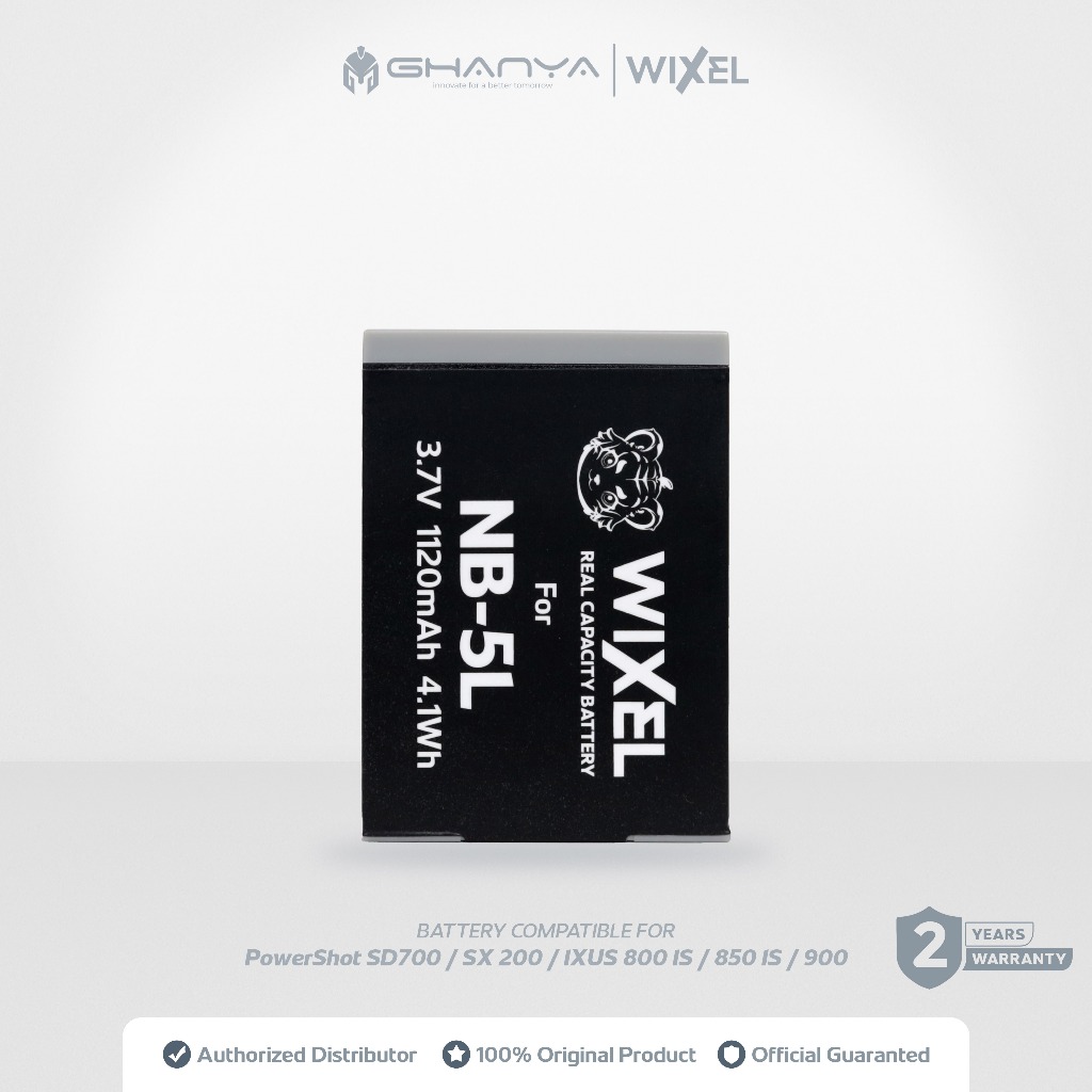 WIXEL Baterai Kamera NB-5L for Canon PowerShot Digital IXUS 800 IS / 850 IS / 900 TI / 90 / 860 / 95