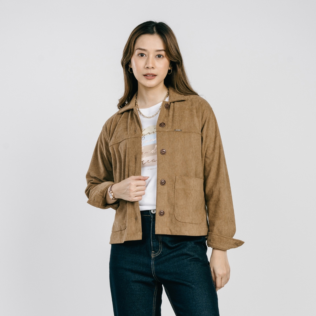 C2 Glesni Brown Crop Outer Wanita