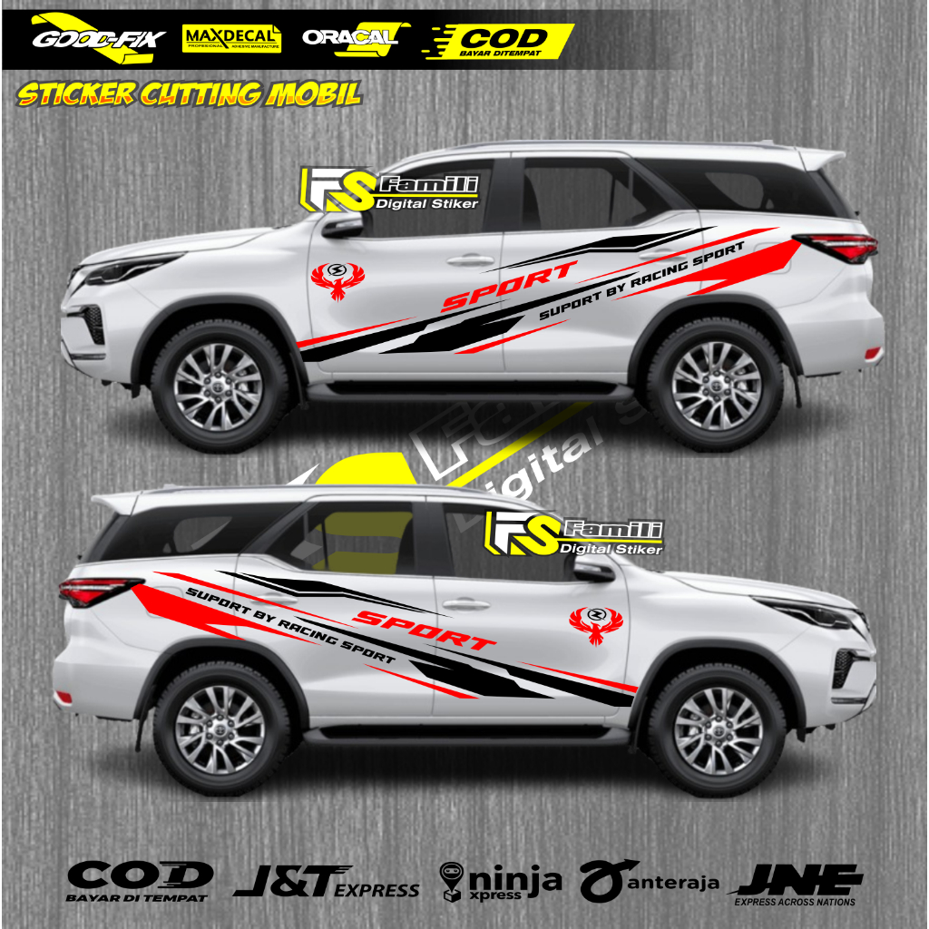 COD Stiker mobil fortuner agya calya xenia taruna stiker mobil keren stiker cutting