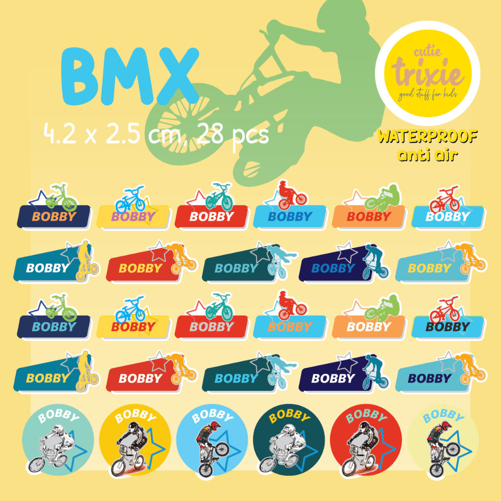 

Sticker label nama anak waterproof BMX