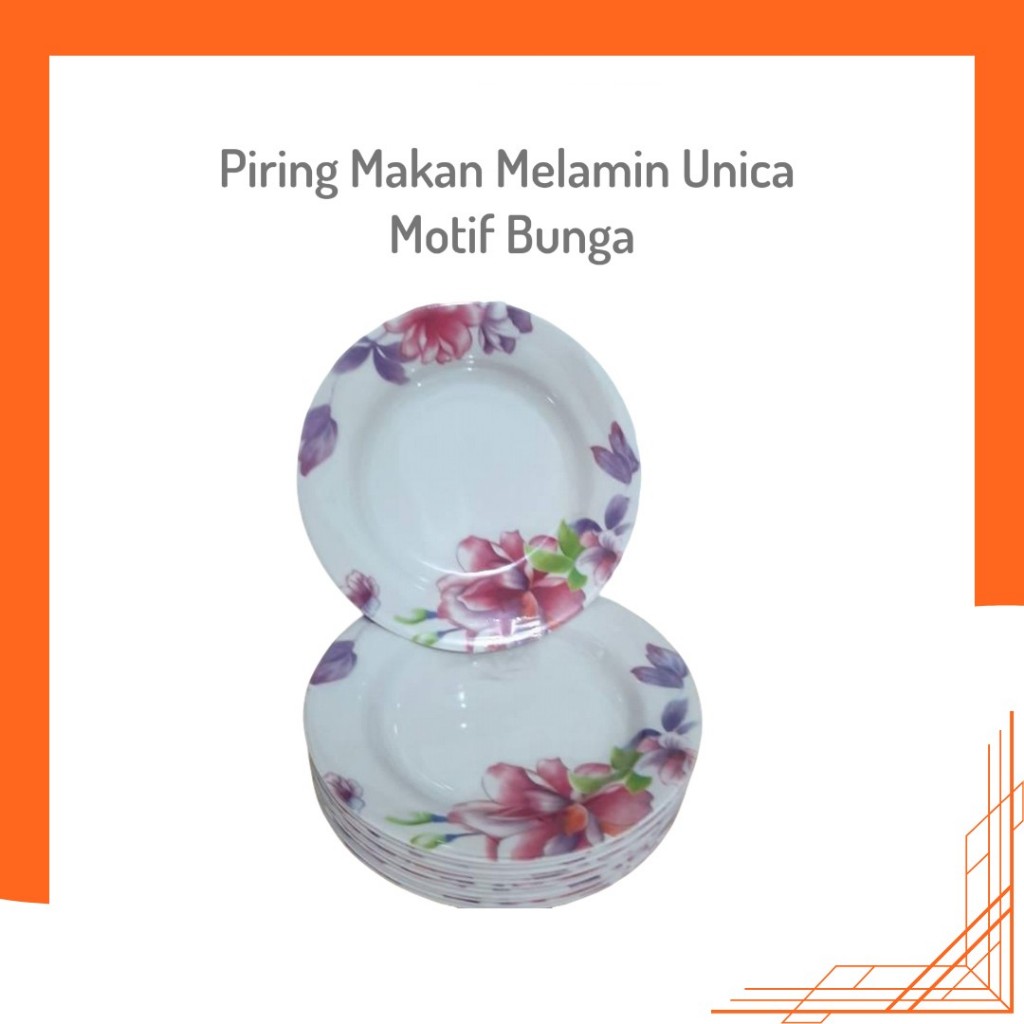 Piring Makan Melamin Unica Motif Bunga