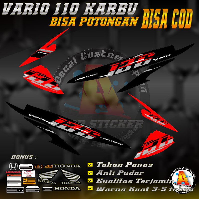 Stiker Decal Motor Honda VARIO 110 KARBU - Decal Stiker Variasi VARIO 110 KARBU |KODE A060