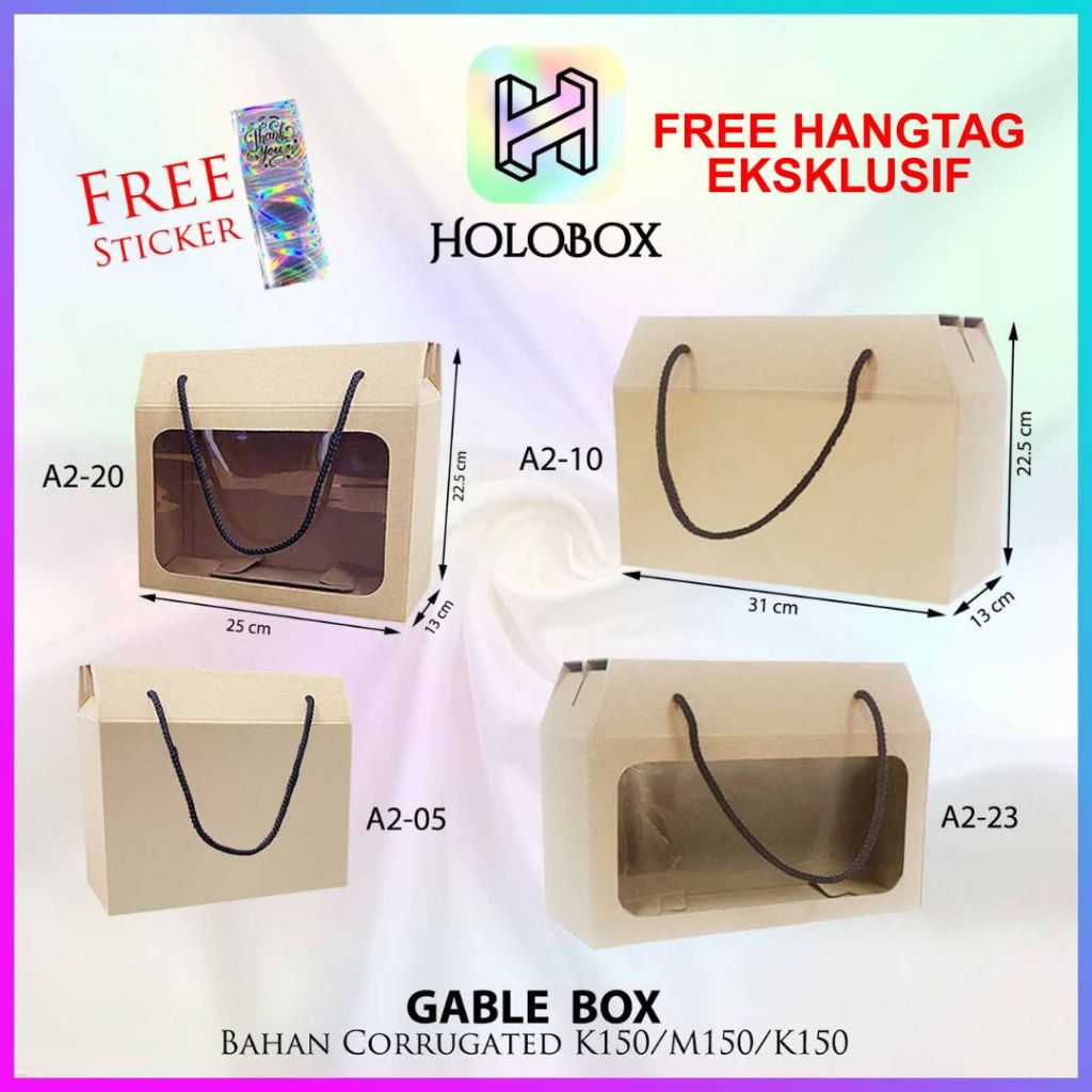 

Box Hampers / Kotak Gable / Packaging Kado Ulang Tahun / Corrugated / Serbaguna / Souvenir / 25x13x22.5 / A2-20